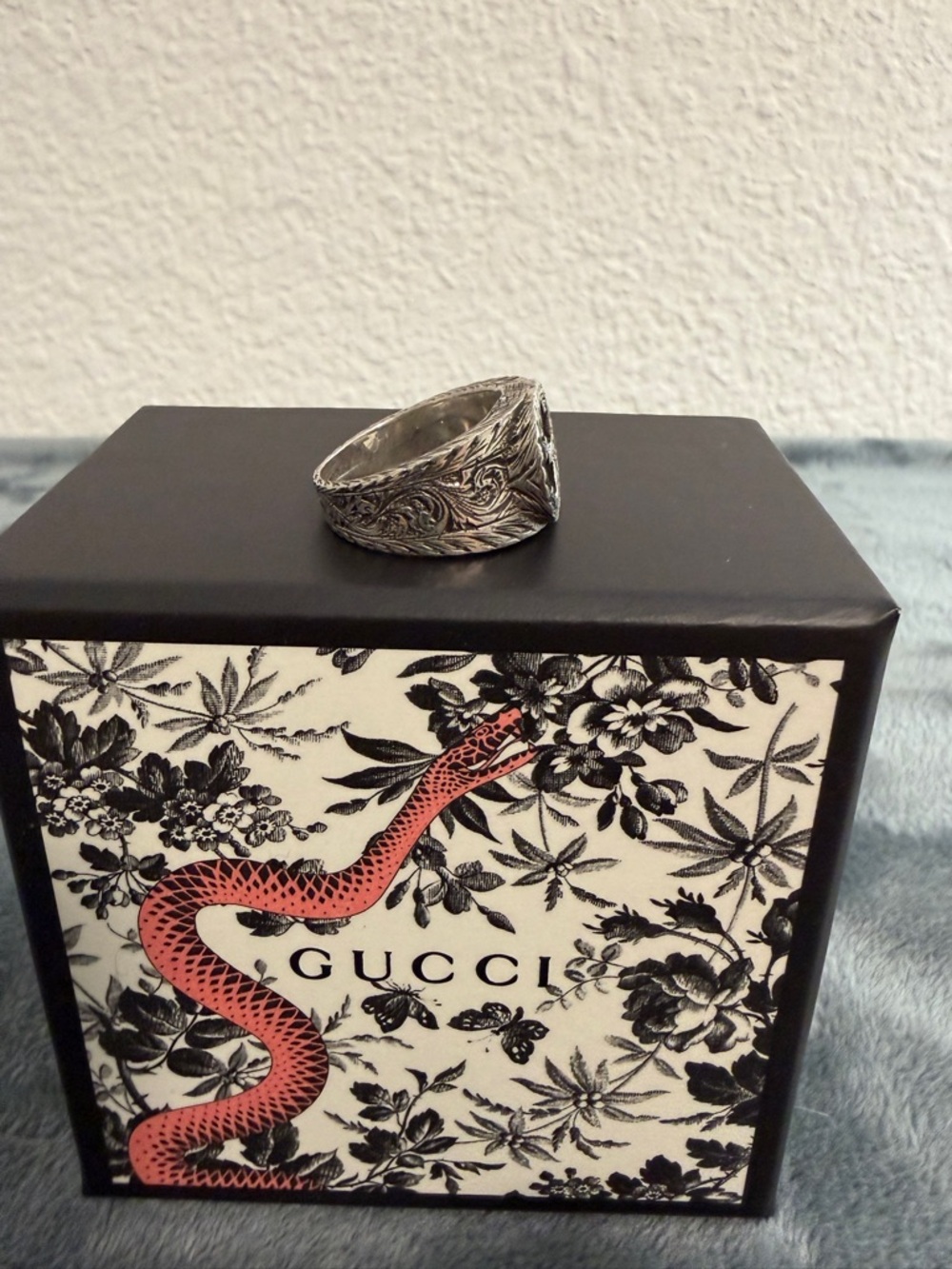 Brand New Gucci Interlocking G Arabesque Silver 925 Ring Sz 19 (US 8.75) - Picture 3 of 10